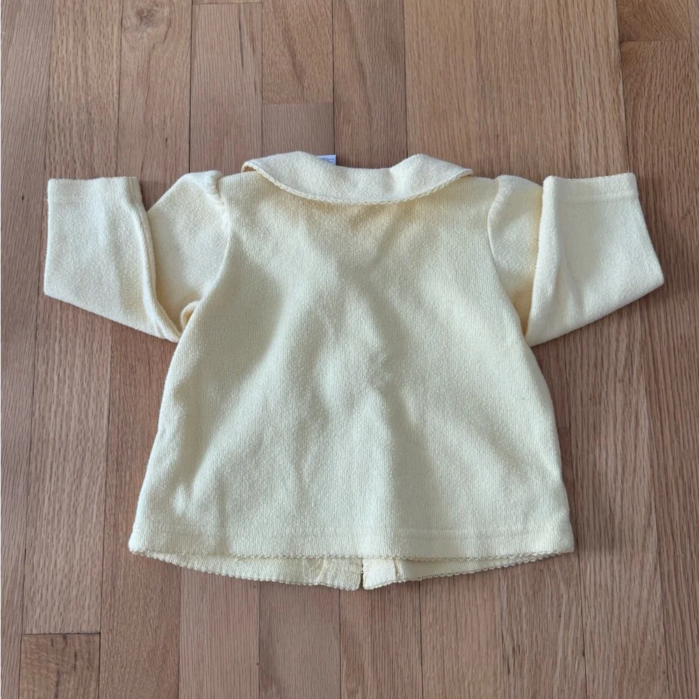Vintage Baby Girl Yellow Cardigan with Floral Embroidery | Peter Pan Collar - Picture 2 of 4